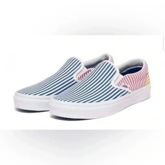Vans Classic Slip-On Deck Club Mix Stripes Skateboarding sneakers women's 8.5 - Picture 1 of 13